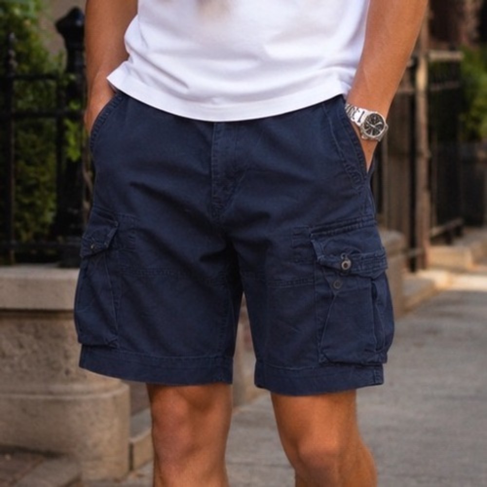 Polo Ralph Lauren Mens Navy Blue Cotton Chino Cargo Shorts Size 36 Utility‎ CR5